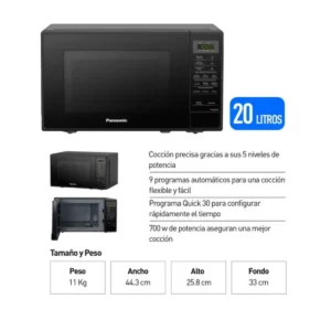 Microondas Panasonic NN-SB25JBRPK Negro 20L