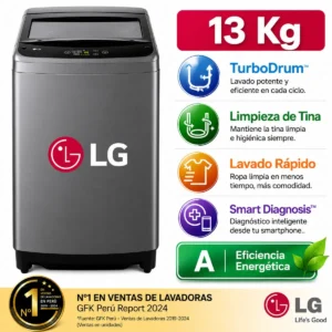 Lavadora LG 13 KG WT13BVTB Negro claro